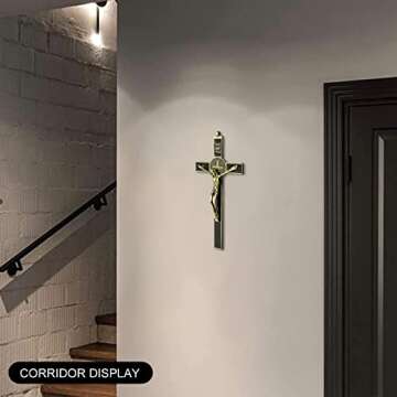 VINETEN Crucifix- Saint Benedict Wall Cross Metal Wall Art-Cross Give Blessing and The Spiritual Sacred 8 Inch