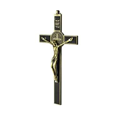 VINETEN Crucifix- Saint Benedict Wall Cross Metal Wall Art-Cross Give Blessing and The Spiritual Sacred 8 Inch