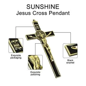 VINETEN Crucifix- Saint Benedict Wall Cross Metal Wall Art-Cross Give Blessing and The Spiritual Sacred 8 Inch