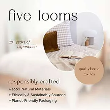 Five Looms - Cozy Flannel Bed Sheet Set, 100% Cotton Flannel Sheets with Deep Pockets, All Around Elastic, Ultra Soft Flannel - Fitted Sheet, Flat Sheet, and 1 Pillowcase, Twin Size, Gingham Beige