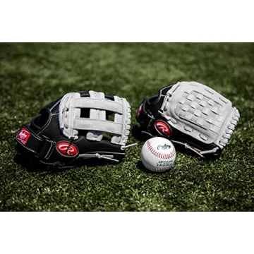 Rawlings SURE CATCH Youth Baseball Glove - Black/Grey 10.5"