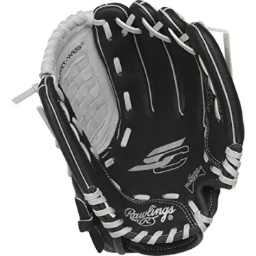 Rawlings SURE CATCH Youth Baseball Glove - Black/Grey 10.5"