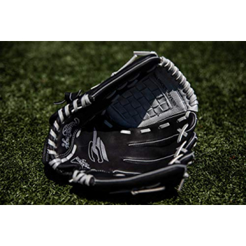 Rawlings SURE CATCH Youth Baseball Glove - Black/Grey 10.5"