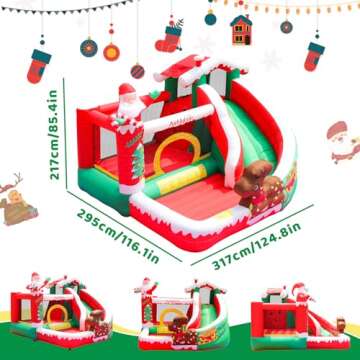 AirMyFun Inflatable Christmas Bounce House with Slide Inflatable Santa Claus Snow House Bouncy House...