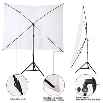GSKAIWEN 5x6.5ft White Backdrop with Stand - Photographic Excellence