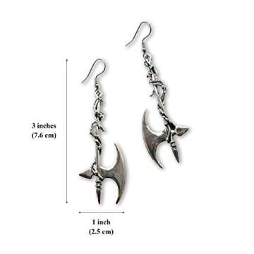Gothic Vine Wrapped Executioner's Axe Medieval Renaissance Dangle Earrings