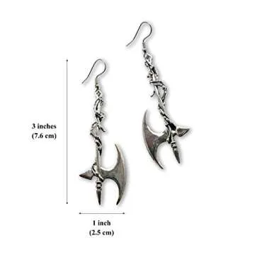 Gothic Vine Wrapped Executioner's Axe Medieval Renaissance Dangle Earrings