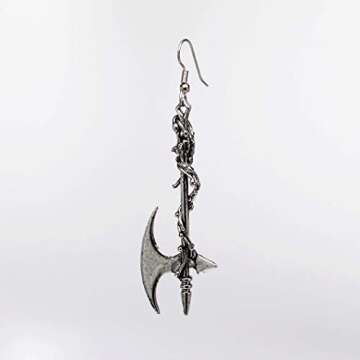 Gothic Vine Wrapped Executioner's Axe Medieval Renaissance Dangle Earrings