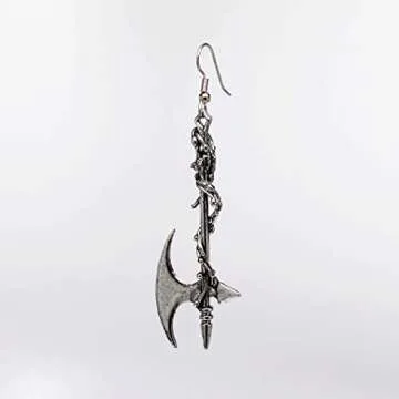 Gothic Vine Wrapped Executioner's Axe Medieval Renaissance Dangle Earrings