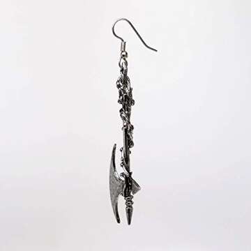 Gothic Vine Wrapped Executioner's Axe Medieval Renaissance Dangle Earrings
