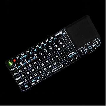 Rii 2.4G Mini Wireless Keyboard with Touchpad,Laser Pointer with Remote Control,Backlit Portable Key...