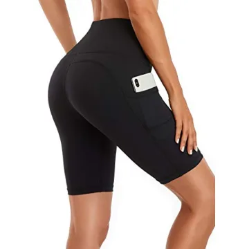 Oalka Women's High Waist Yoga Shorts with Pockets