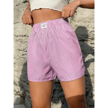 Stylish SOLY HUX Women's Striped Boxer Shorts for Summer