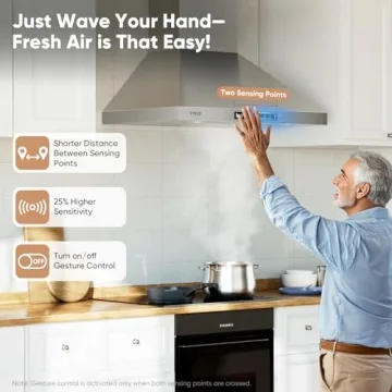 Premium 30 Inch Range Hood 900 CFM with Gesture Control