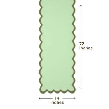 Folkulture Table Runner 72 Inches Long for Farmhouse Decor, 100% Cotton Boho Table Runner Outdoor, Rustic Dining Table Runner or Scalloped Table Runner for Coffee Table Decor ( Forest Sage )