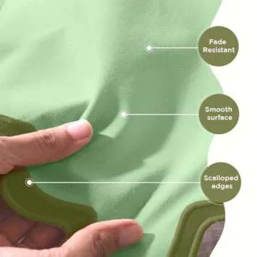 Folkulture Table Runner 72 Inches Long for Farmhouse Decor, 100% Cotton Boho Table Runner Outdoor, Rustic Dining Table Runner or Scalloped Table Runner for Coffee Table Decor ( Forest Sage )