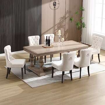 KCC Boucle Set of 6 Elegant Dining Chairs with Velvet