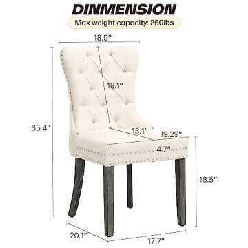 KCC Boucle Set of 6 Elegant Dining Chairs with Velvet