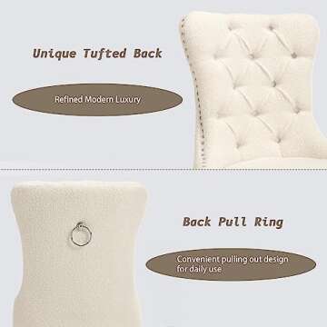 KCC Boucle Set of 6 Elegant Dining Chairs with Velvet