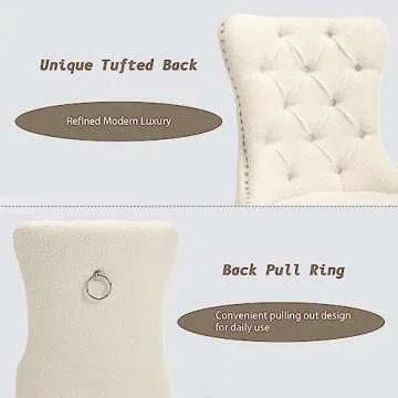 KCC Boucle Set of 6 Elegant Dining Chairs with Velvet