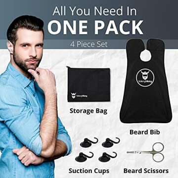 Striking Viking Beard Bib & Hair Catcher Apron - 4-Piece Grooming Kit for Easy Trimming