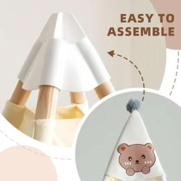 RongFa Teepee Tent for Kids-Portable Children Play Tent Indoor Outdoor (White with Mat)