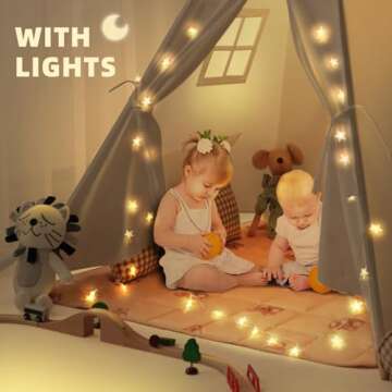 RongFa Teepee Tent for Kids-Portable Children Play Tent Indoor Outdoor (White with Mat)