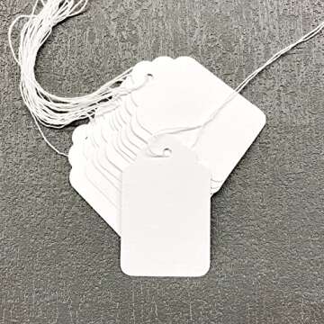 Versatile White Price Tags with Loop Strings for All Purposes