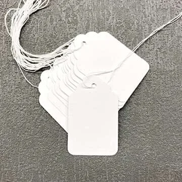 Versatile White Price Tags with Loop Strings for All Purposes