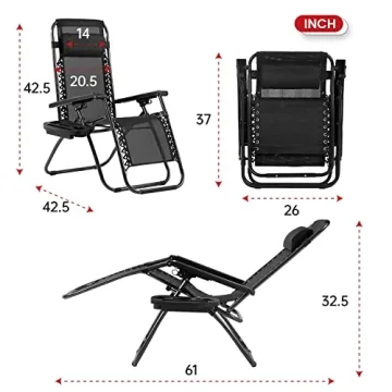 Adjustable Zero Gravity Lounge Chair Set Outdoor Comfort