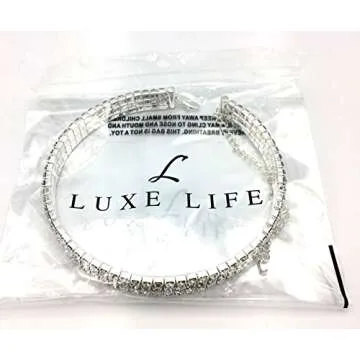 Rhinestone Choker 3 Row Silver by LuxeLife – Women’s Crystal Diamond Necklace with 5-Inch Extension Chain – Classic Fashion Jewelry Accessories – Matches Earrings, Bracelets and Rings Flawlessly