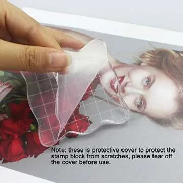 WeiMeet 4 Pieces Stamp Blocks Acrylic Clear Stamping Blocks Tools with Grid Lines for Scrapbooking Crafts Making