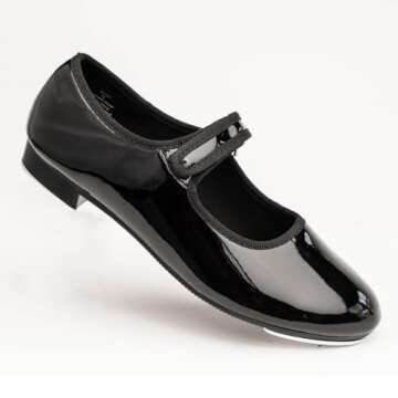 Dance Class Boy's Molly Jane Tap Shoe Mary Flat, Black, 6.5 Toddler