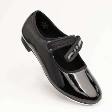 Dance Class Boy's Molly Jane Tap Shoe Mary Flat, Black, 6.5 Toddler
