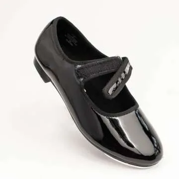 Dance Class Boy's Molly Jane Tap Shoe Mary Flat, Black, 6.5 Toddler