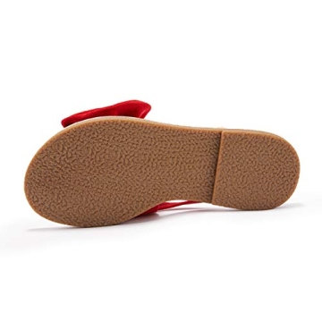 FISACE Womens Slip On Flip Flops Ring Toe Strappy Casual Summer Gladiator Flat Sandals Red