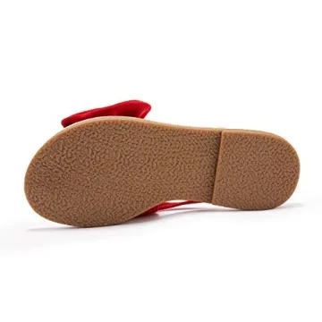 FISACE Womens Slip On Flip Flops Ring Toe Strappy Casual Summer Gladiator Flat Sandals Red