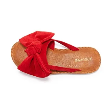 FISACE Womens Slip On Flip Flops Ring Toe Strappy Casual Summer Gladiator Flat Sandals Red