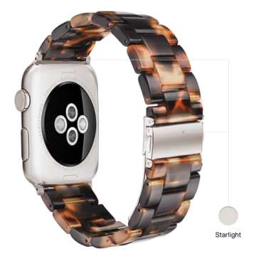 Light Apple Watch Band-Fashion Resin Apple Watch Series 10 9 8 band,iWacth Bands,Apple Watch Bands for Women,Compatible with Apple Watch Series 10 9 8 7 SE 6 5 4 3 2 1 Ultra 2 1-Tortoise Stone,38mm/40mm/41mm/42mm(Series 10)
