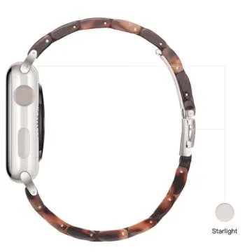 Light Apple Watch Band-Fashion Resin Apple Watch Series 10 9 8 band,iWacth Bands,Apple Watch Bands for Women,Compatible with Apple Watch Series 10 9 8 7 SE 6 5 4 3 2 1 Ultra 2 1-Tortoise Stone,38mm/40mm/41mm/42mm(Series 10)