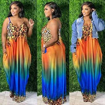 BFFBABY Plus Size Striped Maxi Dress with Pockets