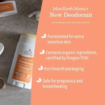 Earth Mama Bright Citrus Deodorant | Safe for Sensitive Skin, Pregnancy and Breastfeeding, Contains Organic Grapefruit and Calendula, No Baking Soda or Aluminum, 2.65-Ounce (2-Pack)