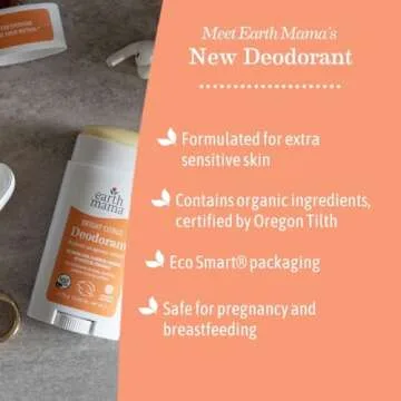 Earth Mama Bright Citrus Deodorant | Safe for Sensitive Skin, Pregnancy and Breastfeeding, Contains Organic Grapefruit and Calendula, No Baking Soda or Aluminum, 2.65-Ounce (2-Pack)