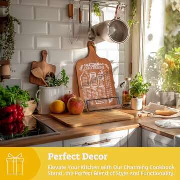 Indirewash Kitchen Conversion Chart Cookbook Stand, Recipe Holder for Kitchen Counter, Cookbook Holder Stand, Kitchen Book Holder, Unique Gifts for Women, Bworn Color