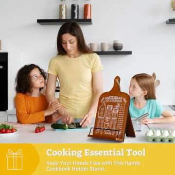 Indirewash Kitchen Conversion Chart Cookbook Stand, Recipe Holder for Kitchen Counter, Cookbook Holder Stand, Kitchen Book Holder, Unique Gifts for Women, Bworn Color