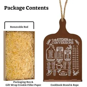 Indirewash Kitchen Conversion Chart Cookbook Stand, Recipe Holder for Kitchen Counter, Cookbook Holder Stand, Kitchen Book Holder, Unique Gifts for Women, Bworn Color