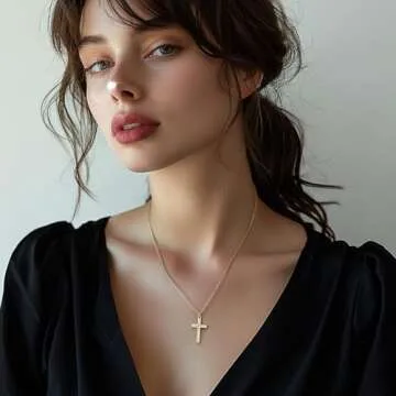 Elegant 14k Gold Cross Necklace for Women Adjustable Charm