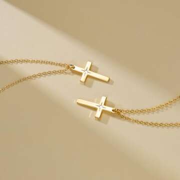 Elegant 14k Gold Cross Necklace for Women Adjustable Charm