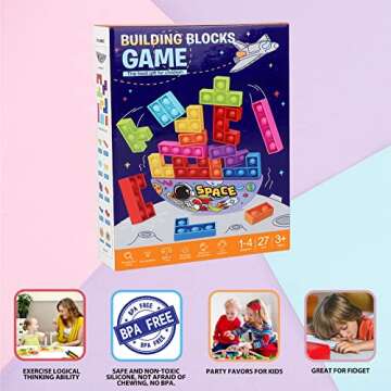 Pop Push it Poppers Fidget Toy Building Block Stacking Games Jigsaw Puzzle Bubble Dots Stack Cube Challenge Sensory Toys for Kids and Elderly