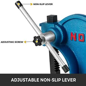 BestEquip Manual Arbor Press 1 Ton, Heavy Duty Arbor Press with 4-5/8 Inch Maximum Height, Manual Desktop Arbor Press Cast Iron Material, for Riveting Punching Holes